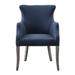 37" Yareena Denim Blue Wing Chair Tapered Oak Legs Bronz Nailhead Trim