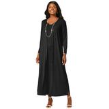 Plus Size Women's 2-Piece Knit Duster Set by The London Collection in Black (Size 14/16)