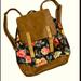 American Eagle Outfitters Bags | American Eagle Floral Backpack Faux Leather & Cotton Drawstring Bucket Style | Color: Blue/Brown | Size: Large