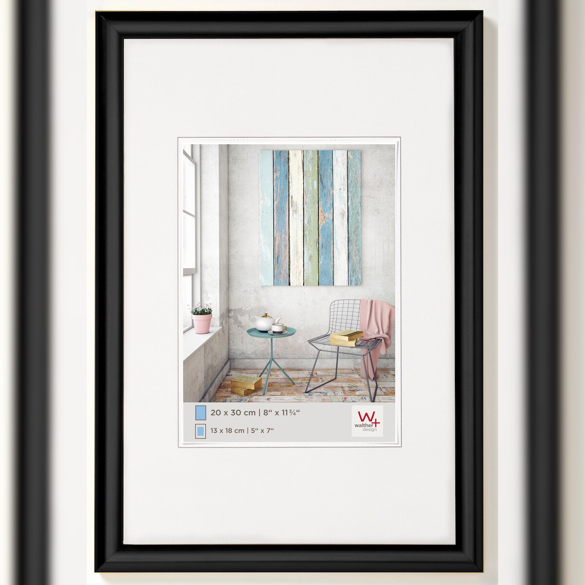 walther + design Trendstyle Kunststoff Bilderrahmen, schwarz, 50 x 70 cm Image