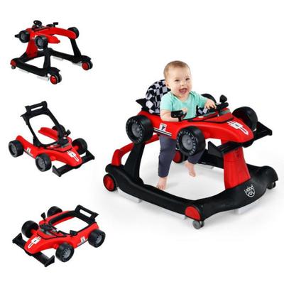 Costway 4-in-1 Foldable Activity Push Walker with Adjustable Height-Red