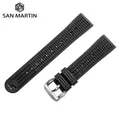 San Martin-Pièces de montre étanches bracelet en caoutchouc fluoré acier inoxydable structure en