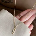 WOOZU-Pendentif Ovale Gothique Plaqué Or 14K pour Femme Collier en Argent Sterling 925 Bijoux de