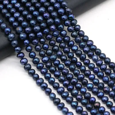 Perle d'eau douce naturelle noire 36cm perles rondes pour la fabrication de bijoux breloques
