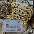 Collier pendentif carte de crédit entièrement glacé pour homme or argent document bijoux hip hop