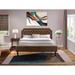 2-Pc Bed Set with a Bed and an Antique Walnut Modern Night Stand - Dark Brown Pu leather and Black Legs(Bed Size Option)