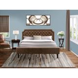 2-Piece King Bedroom Set with Bed and Antique Mahogany Nightstand - Dark Brown Pu leather and Black Legs(Bed Size Option)