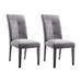 Set of 2 Wood Dark Gray Side Chair, with Solid Wood Legs, Dinning Chair, with Linen Seat Cushion and Square Pattern Backrest