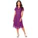 Plus Size Women's Keyhole Lace Dress by Roaman's in Purple Magenta (Size 26 W)