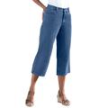 Plus Size Women's Perfect 5-Pocket Relaxed Capri With Back Elastic by Woman Within in Medium Stonewash (Size 32 W)