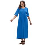 Plus Size Women's Crochet Trim Empire Knit Dress by Woman Within in Bright Cobalt (Size 2X)