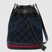 Gucci Bags | Gucci Ophidia Gg Velvet Bucket Bag In Navy With Web | Color: Blue/Red | Size: Os