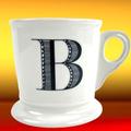 Anthropologie Dining | Anthropologie Shaving Mug B Initial White Black Bird Monogram Mug | Color: Black/White | Size: Os