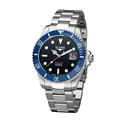 Elysee Herrenuhr Ocean PRO Ceramic 40mm Edelstahl 20 ATM Saphirglas Herren lumineszierende Zeiger und -Indizes, Datumsanzeige Silber blau