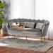 Everly Quinn Contemporary Glam & Luxe Grey Velvet Fabric Upholstered & Gold Metal Sofa Velvet in Gray | 33 H x 71 W x 32 D in | Wayfair