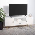 Everly Quinn Brooksie TV Stand for TVs up to 42" Wood in White | 19.7 H in | Wayfair FB3C141BBE84485CA370951E6F8FA386