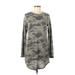 Forever 21 Casual Dress - Shift High Neck Long Sleeve: Black Camo Dresses - Women's Size Medium