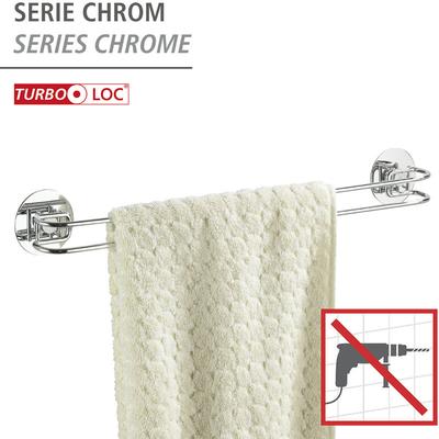 Wenko - Turbo-Loc® Handtuchstange, Befestigen ohne bohren, Silber glänzend, Stahl chrom - silber