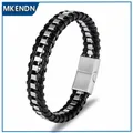 MKENjazz-Bracelet magnétique Buck en acier inoxydable pour homme tressé multicouche bracelet en