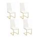 Set of 4 Dining Side Chair in White and Rustic Brass