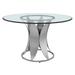 48 Inch Round Glass Top Dining Table with Pedestal Base, Silver