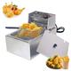 XJYMCOM Stainless Fat Fryer 2500W 6L Electric Deep Fryer Non-Slip Easy Clean Adjustable Temperature Control Fryer with Basket Lid Silver