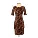 Forever 21 Casual Dress - Bodycon: Brown Leopard Print Dresses - Women's Size Small