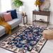 Blue/White 96 x 0.31 in Indoor Area Rug - Bungalow Rose Oriental Handmade Tufted Blue/Ivory Area Rug Cotton/Wool | 96 W x 0.31 D in | Wayfair