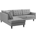 Gray Sectional - Empress 2 Piece Upholstered Fabric Sectional by Modway Polyester | 35.5 H x 101 W x 84 D in | Wayfair EEI-2798-LGR