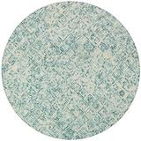 White 48 x 0.7 in Area Rug - Sand & Stable™ Kristin Geometric Handmade Tufted Wool Blue/Ivory Area Rug Wool | 48 W x 0.7 D in | Wayfair