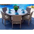 Wade Logan® Aleyza Round 6 - Person 59" Long Outdoor Dining Set w/ Cushions Plastic/Wicker/Rattan in Gray | Wayfair