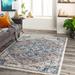 Taligaman 7'10" Square Traditional Updated Traditional Farmhouse Blue/Cream/Dark Blue/Dusty Coral/Gray/Light Beige/Navy/Peach Area Rug - Hauteloom