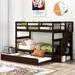 Stairway Twin Over Twin Bunk Bed with Twin size Trundle for Bedroom, Dorm, Adults, Espresso