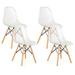 Set of 4 Dining Chairs Modern Plastic Shell Side Chair with Clear Seat and Wood Legs - 18" x 18" x 32" (L x W x H)
