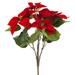 Enova Home 17" Artificial Velvet Poinsettia Flowers Bush Fake Flowers Stem for Home Christmas Decor - Red