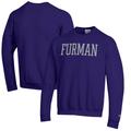 Men's Champion Purple Furman Paladins Eco Powerblend Crewneck Sweatshirt