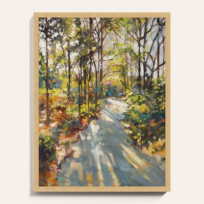 A Sunlit Stroll Framed Canvas - Oak - 40