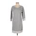 J.Crew Casual Dress - Sweater Dress Crew Neck 3/4 sleeves: Gray Color Block Dresses - Used - Women's Size X-Small