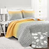 Glitter Ombre Metallic Print Quilt Yellow/Gray 2Pc Set Twin - Lush Decor 16T007796