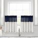 Linen Button Kitchen Tier Window Curtain Panels Navy/White 29X24+2 Set - Lush Decor 21T010408