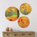 East Urban Home Designart 'Beautiful Autumn Yellow Tree' Floral Wood Wall Art Set Of 3 Circles Wood in Brown/Yellow | 34 H x 44 W x 1 D in | Wayfair