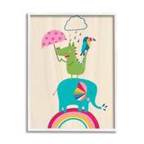 Stupell Industries Animals Standing On Rainbow Kid's Elephant Alligator Toucan by - Graphic Art Canvas | 14 H x 11 W x 3 D in | Wayfair