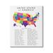 Stupell Industries USA Map State Abbreviations & Capitals Playful Tones by Anna Quach - Textual Art Canvas in Black/Red/Yellow | Wayfair