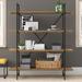 17 Stories Wilhelmine 75" H x 63" W Metal Etagere Bookcase Metal in Black/Brown/White | 75 H x 63 W x 15.75 D in | Wayfair ZPCD3378 41784121