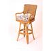 Alexander & Sheridan Inc. Key Largo Swivel 30" Bar Stool Upholstered/Wicker/Rattan in Blue/Brown | 44.5 H x 22 W x 22.5 D in | Wayfair