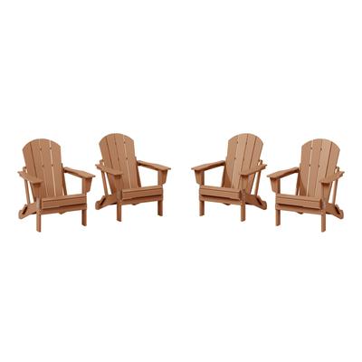 Polytrends Laguna Weather Resistant Outdoor Patio Folding Adirondack Chairs (Set of 4)