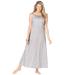 Plus Size Women's Long Supportive Gown by Dreams & Co. in Heather Grey Dot (Size L)