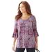 Plus Size Women's Bella Crochet Trim Top by Catherines in Rich Burgundy Allover Medallion (Size 0X)