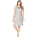 Plus Size Women's Short Supportive Gown by Dreams & Co. in Heather Grey Dot (Size 1X)