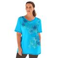 Plus Size Women's Placement Print Tee by Catherines in Scuba Blue Paisley (Size 0X)
